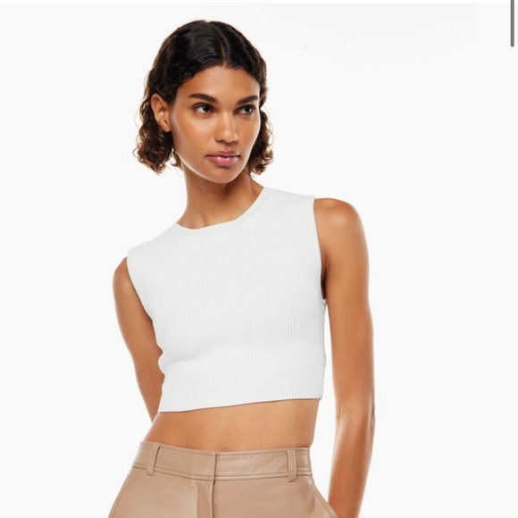 Babaton Tops - White Babaton Sculpt Knit Muscle Cropped Tank
